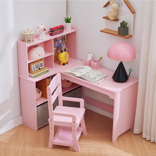 Kids corner desk chair set - desk, l