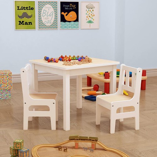 Kids wood table with chairs - wood, 2