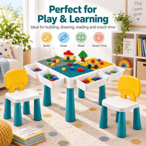 Kids activity table 2 chairs - kids,