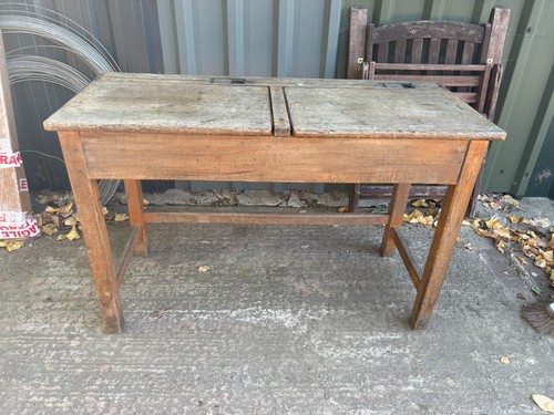 Vintage wooden school desk - vintage,