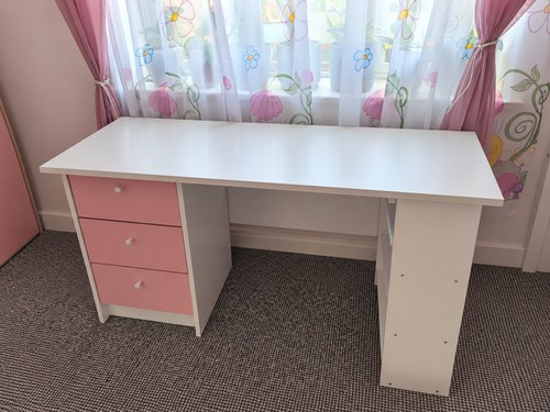 White pink girls desk - white, girls’