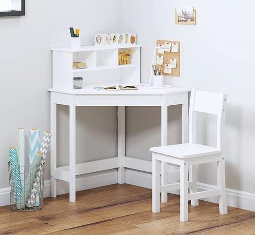 White corner study table - white, &