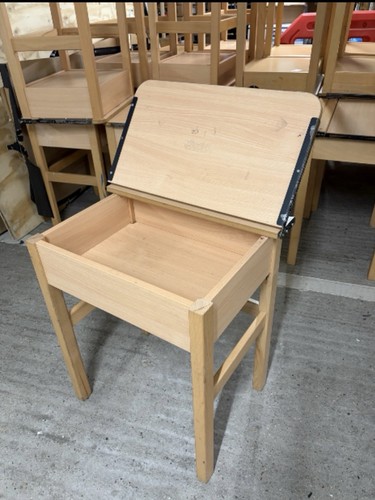 Vintage wooden school desk - wooden,
